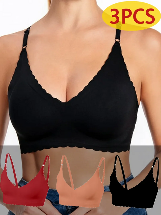 3 Pack Women Backless Push Up Bra U Shape Adjustable Straps Seamless Nylon High Support Underwear Hand Wash