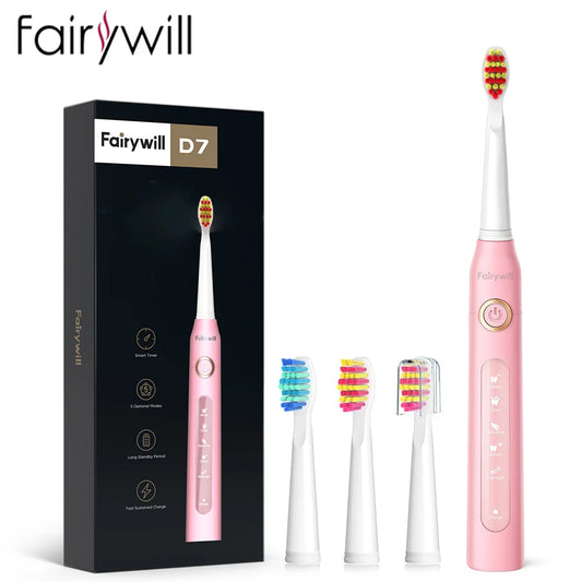 Fairywill FW507 Electric Sonic Toothbrush Waterproof Rechargeable USB Charge